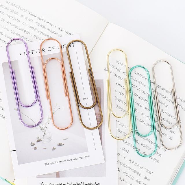 10pcs-large-metal-colored-paper-clip-100mm-soft-plastic-wrapped-bookmark-clip-stationery-supplies
