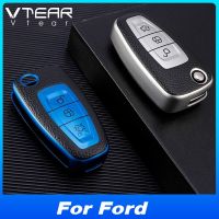 ฝาครอบกรณีพับกุญแจพวงกุญแจรถ Vtear อุปกรณ์ประดับตกแต่งป้องกันสำหรับ Ford Mustang วงการเจาะจง Fiesta EVOS EDGE EXPLORER อีโคสปอร์ตคูก้าเอสเคป Everest Ranger F-150 Expedition Puma Transit F150 Usa