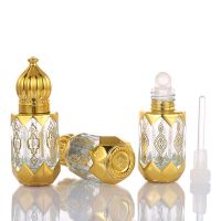 Luxury Style Golden Refillable Perfume Bottles Glass Roll-on Essential Oil Bottle Empty Cosmetics Sample Test Container Travel Size Bottles Containers