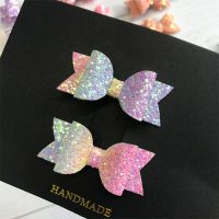 2pcs Handmade Mini Sequins Litlle Girls Hair Bows Clips Shiny Glitter Cute Hairpins Daily School Barrettes Headwear Accessoires