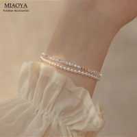 MIAOYA Fashion Jewelry Shop สร้อยข้อมือคริสตัลประกายสำหรับสุภาพสตรี สร้อยข้อมือมุกแฟนซีสำหรับคู่รัก ของขวัญวันเกิดที่สวยงาม