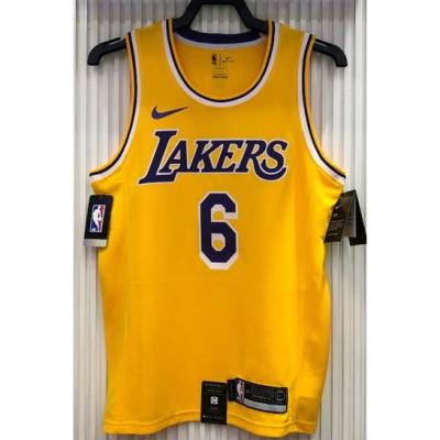 Most popular hot pressed nba jersey Los Angeles Lakers No.6 James yellow basketball jersey