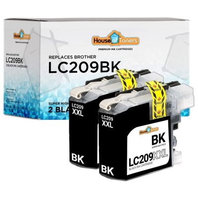 2-pk LC209BK XL Black Compatible Ink Cartridge for Brother MFC-J5720DW Printer Ink Cartridges