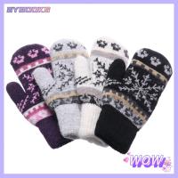 SYBOOKS Fashion Windproof Women Girls Snowflake Pattern Knitted Gloves Imitation Cashmere Soft Mittens