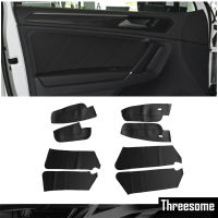 Microfiber Leather Interior Door Panels Guards + Door Armrest Panel Cover Protective Trim For Volkswagen Tiguan 2017-2019