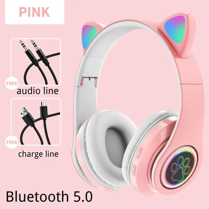 COD B39 Cute Cat Ear Headphone Bluetooth 5.0 Wireless Headset With