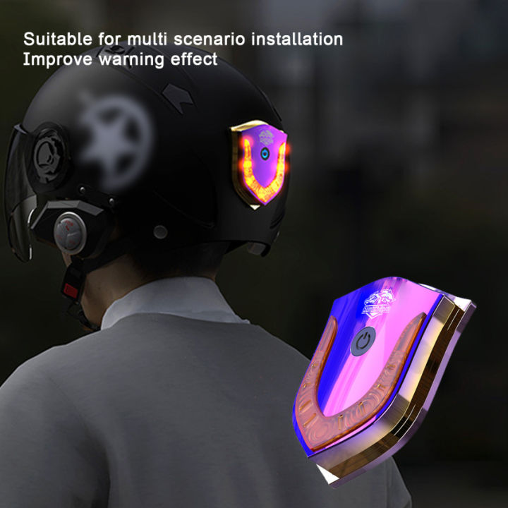 ทนทาน-usb-หมวกกันน็อคไฟ-led-ไร้สายสมาร์ทขี่เตือนความปลอดภัยโคมไฟแสงสำหรับรถจักรยานยนต์หมวกกันน็อคอุปกรณ์เสริม