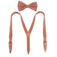 【YF】☑♘✒  Suspenders Bow Tie Set Man Adjustable Leather Braces Clip-on Trousers Ties Accessories