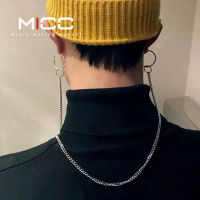 Mens Earrings Korean Fashion Earring 2in1 Long Chain Jewelry Necklace Earring One-Piece Hanging Neck Personal Earrings