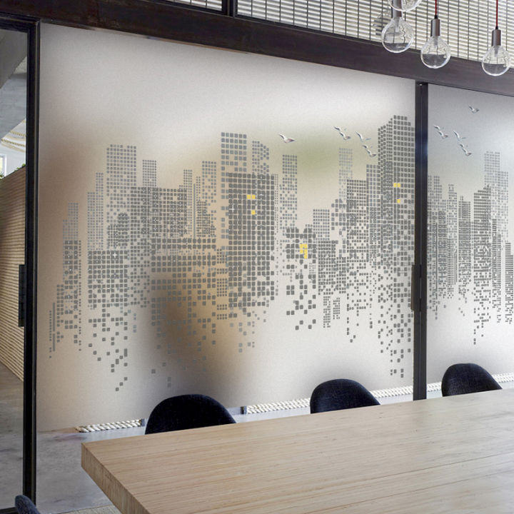 Glass partition wall of conference hall, glass sliding door sticker of