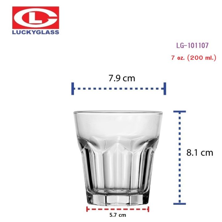 แก้วน้ำ-lucky-รุ่น-lg-101107-euro-tumbler-7-oz-6-ใบ-ประกันแตก-แก้ว-แก้วใส-ถ้วยแก้ว-แก้วใส่น้ำ-แก้วสวยๆ-แก้วหกเหลี่ยม-แก้วยูโร-แก้ว-7-ออนซ์-lucky-euro-glass