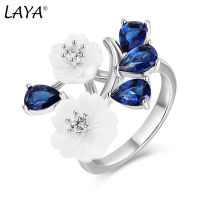 Laya Ring For Women High Quality Blue Zircon Natural Shell Flower 925 Sterling Silver Fashion original Jewelry 2022 Trend