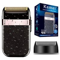 ZZOOI Kemei 2024 Rechargeable Shaver For Men Washable Electric Shaver Beard Shaving Machine Bald Head Electric Razor With Extra Mesh