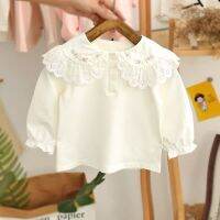 Girls Long-Sleeve White Shirt Spring Autumn Female Baby Bottoming Tops