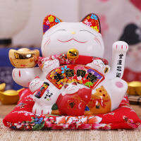 (100 ดีมาก) 7.5นิ้วเซรามิก Beckoning แมว Maneki Neko เครื่องประดับฮวงจุ้ยตกแต่งแกว่งแมวโชคดี