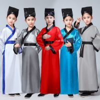 【CW】 New Children  39;s Costumes Hanfu Book Show Clothing Boys Three-Character Performance Chorus Set