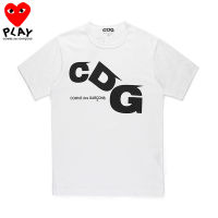 Comme Des Garcons ของแท้เสื้อยืดหัวใจผ้าฝ้ายแขนสั้นบริสุทธิ์สำหรับผู้ชายเสื้อยืดสตรีนิ่มแฟชั่นหลวมๆเสื้อผ้าผู้หญิงสำหรับผู้ชาย