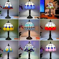 Mediterranean Style Restaurant Bar Cafe LED Vintage Desk Lamp Bedside Colorful Glass Table Lamps Nightstand Light Bedroom Lamp Night Lights