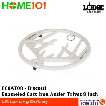 Lodge Cast Iron 8 Biscotti Antler Trivet, EC8AT08, with metal