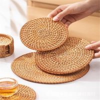 【CC】 Placemat Coasters Table Mats rattan coaster Bowl Padding Insulation Round Placemats Hand-made