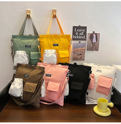 Canvas Bag Female Crossbody Japanese Ins Simple Mori Shoulder Bag Student Make-Up Class Large Capacity Tuition Bag Hand Bag