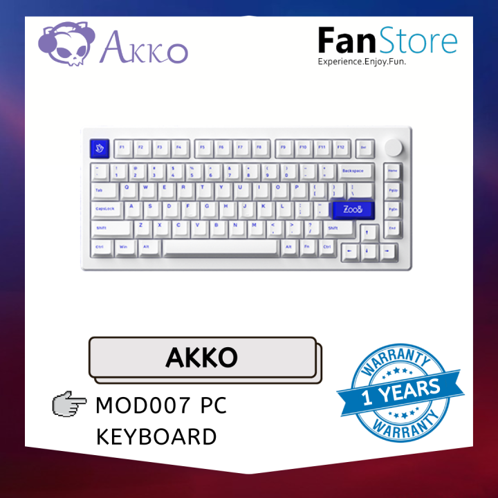 FANSTORE AKKO MOD007 PC Blue on White Fully Assembled Hot-Swap Keyboard ...