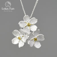 Lotus Fun Unusual Elegant Forget-me-not Flower Pendants and necklaces for Women Real 925 Sterling Silver Chain Fine Jewelry 2022