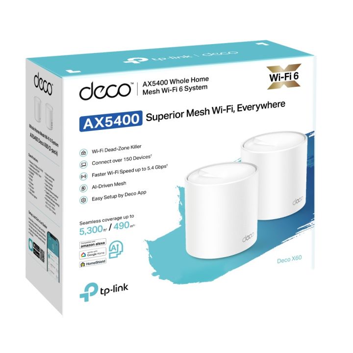 TP-Link AX5400 Whole Home Mesh Wi-Fi 6 System (Deco X60) (2-Pack ...