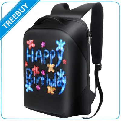 กระเป๋าเป้สะพายหลัง LED,กระเป๋าสะพายไหล่กระเป๋าใส่แล็ปท็อปสำหรับเดินทางจอภาพสีเต็มรูปแบบกันน้ำได้สำหรับ Daypack Outdoor