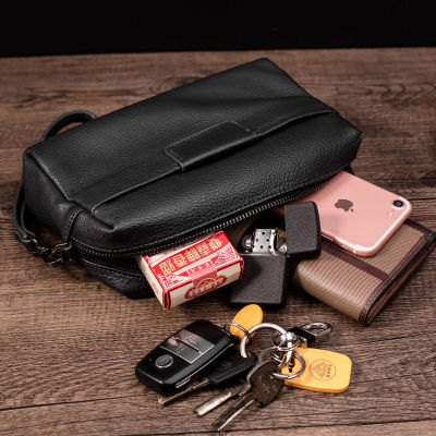 2021 New Mens Genuine Leather Bag Multifunction Clutch Bags for Men Business Wallets for Cell Phone Black Male Handbag Bags