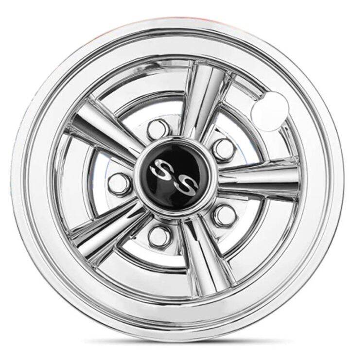 4Pcs Golf Cart Hubcaps,8 Inch SS Chrome Golf Cart Hub Caps,Shiny Wheel