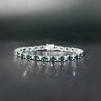 Unheated Teal Sapphire Diamond Bracelet สร้อยข้อมือเพชรแซฟไฟร์สีน้ำเงินอมเขียว (ไม่เผา) เนื้อสะอาดมาก ประดับเพชรแท้น้ำ95-96 ตัวเรือนเป็นทองขาว18k