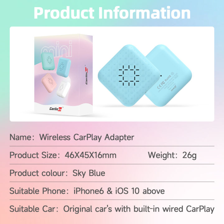 cararon-color-carlinkit-3-0มินิ-v2-0สายเชื่อมอุปกรณ์ใช้ในรถไร้สายเชื่อมต่ออัตโนมัติไร้รอยต่อเสียงคมชัดติดตั้งง่ายคริสตัลควบคุมปุ่มสำหรับผู้ใช้ลวด-carplay