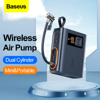 ปั๊มเครื่องอัดอากาศแบบพกพาเครื่องสูบยาง Baseus ไฟฟ้าไร้สายกระบอกคู่250W สำหรับสูบลมยางรถจักรยานรถยนต์