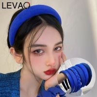 LEVAO ที่คาดผม Klein สีฟ้าใหม่,ที่คาดผมแฟชั่นฟองน้ำที่คาดผมยางรัดผมคุณภาพสูงทำผมแต่งหน้ายางรัดผมเด็กผู้หญิงเครื่องประดับผม