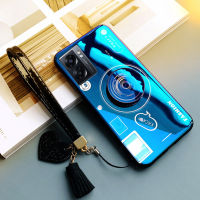 เคสสำหรับ OPPO A77 Realme Narzo 50 5G,เคสแฟชั่นหรูหราพรีเมี่ยมลายกล้อง + ขาตั้ง + พู่สวยเด็กหญิงเด็กชายสายคล้องมืออ่อนเคสเคสซิลิโคนกันกระแทกโทรศัพท์คู่ป้องกัน