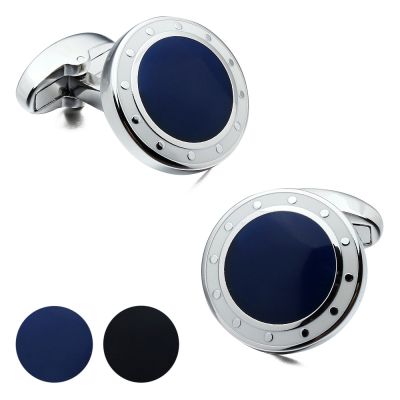 HAWSON Luxury Mens Cufflinks Blue และ Black Designer Mens French Shirt Accessories ของขวัญจากพ่อ-Yrrey