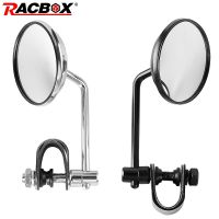 Motorcycle Rearview Mirror Stainless Steel Mirror Classic Retro Vintage Round Back View Mirror Universal 22mm-25mm Convex Clip