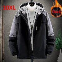 Plus 10XL Mens Parka ฤดูหนาวหนาเสื้อแจ็คเก็ต Patchwork แฟชั่น Casual ขนาดใหญ่ Parkas Male