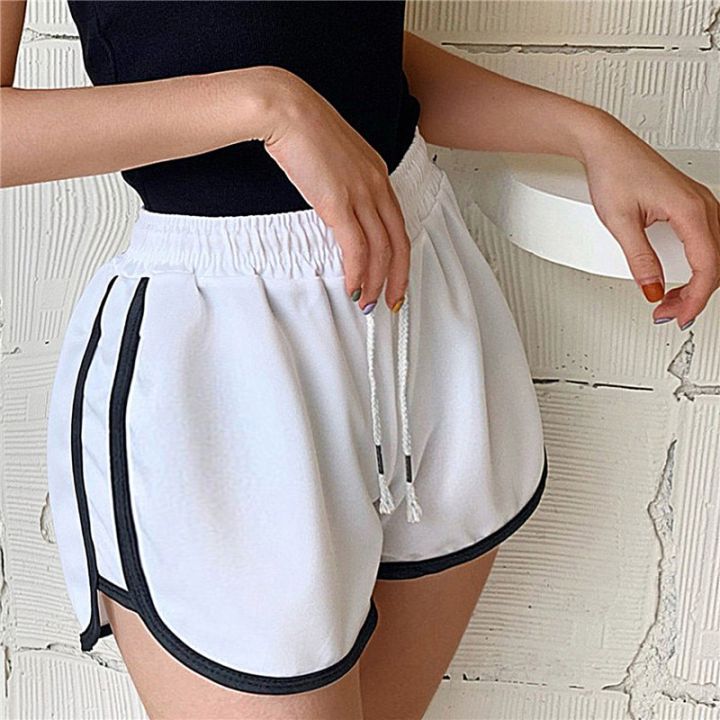 simple-shorts-women-summer-high-elastic-lace-up-drawstring-wide-leg-sweat-short-fitness-running-shorts-loose-casual-sports-pants