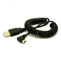 1pc USB 2.0 A Male to Mini USB 5 Pin Right Angled 90 Degree Spiral Coiled Adapter Cord Cable 5ft for MP3 Players Digital Cameras