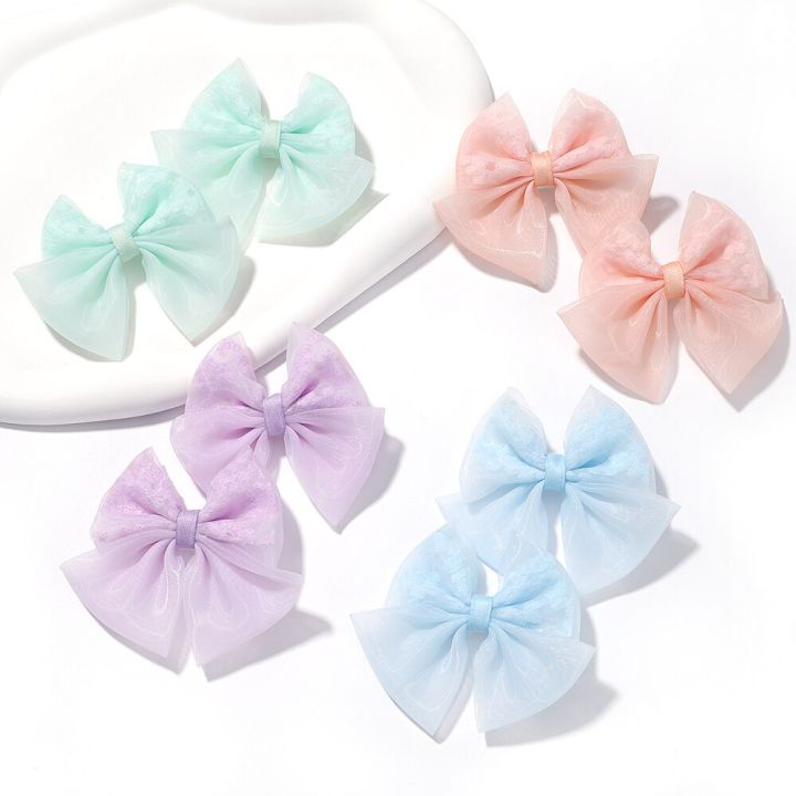 kidsbows-3ชิ้น-เซ็ตใหม่ที่สง่างามสำหรับเด็กผู้หญิงออร์แกนซ่าโบว์ติดผมเด็กหวานปลอดภัยฤดูร้อนแฟชั่นกิ๊ฟหนีบผมผมเจ้าหญิงของขวัญ