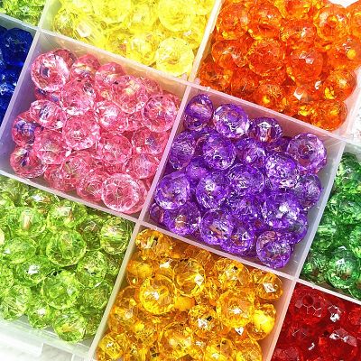 New 6/8/10mm Transparent Faceted Flat Acrylic Beads Loose Spacer Beads for Jewellery Making DIY Handmade Bracelet Accessories Headbands
