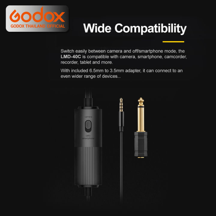 godox-microphone-lmd-40c-dual-omnidirectional-lavalier-camera-amp-smartphone-ประกันศูนย์-godox-thailand-3ปี