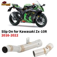 Slip On For Kawasaki Ninja ZX10R 2016- 2022 Motorcycle Exhaust Pipe stainless steel Middle Link Tube Delete Catalyst Replace Cat