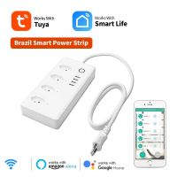 Tuya Wifi/ZigBee Smart Brazil Power Strip 4 Outlets 4 USB Ports 1.5M Extension Cord Voice Control Smart Socket Alexa Google Home Ratchets Sockets