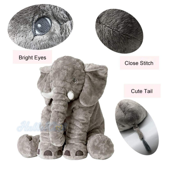 Thú nhồi bông hellokimi hình chú voi cỡ lớn làm bằng vải mềm lông ngắn có - ảnh sản phẩm 4
