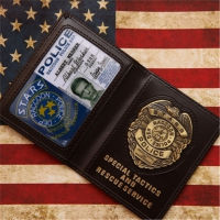 Cosplay Stars RACCOON Dep LeonChrisJillWesker Metal Badge Leather Case Holder ID Cards Driving Wallets Holder Case 1:1
