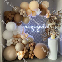 112pcs Balloons Garland Brown Happy Engaged Apricot Latex Balloon Arch Kit Baby Shower White Peach Wedding Birthday Party Decor