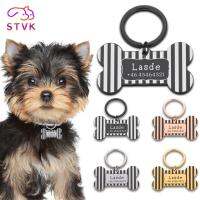 ¤✓♣ STVK Stripe Pet Tag Cat Dogs Collar Personalized Plate Accessories Medal Custom Kitten Puppy Name Number Engraved Lettering Dog